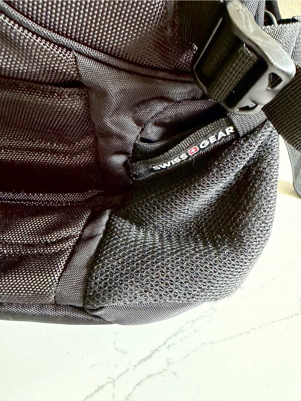 SwissGear Black Backpack with Red Cross Emblem Smart scan